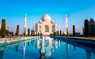 Morning view of the Taj Mahal in Agra, India